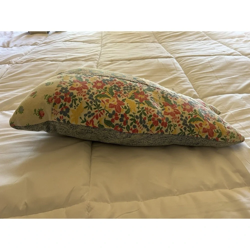 Vintage Quilt Cutter Cat Stuffed Animal Pillow Quilted Scrap Fabrics Cottagecore - Picture 14 of 16